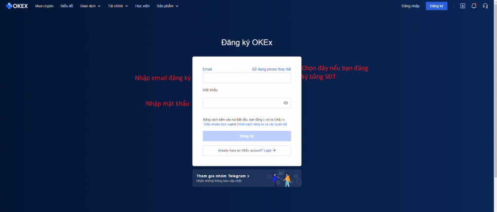 Hướng dẫn đăng ký Sàn giao dịch OKEx