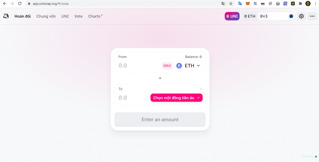 Giao diện giao dịch sàn Uniswap
