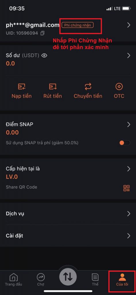 Hướng dẫn Xác minh tài khoản KYC Snapex