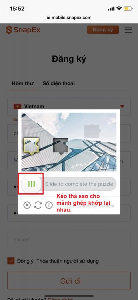 Hướng dẫn đăng ký sàn giao dịch Snapex 2