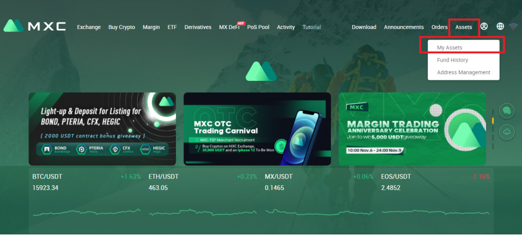 Hướng dẫn nạp crypto vào sàn MXC