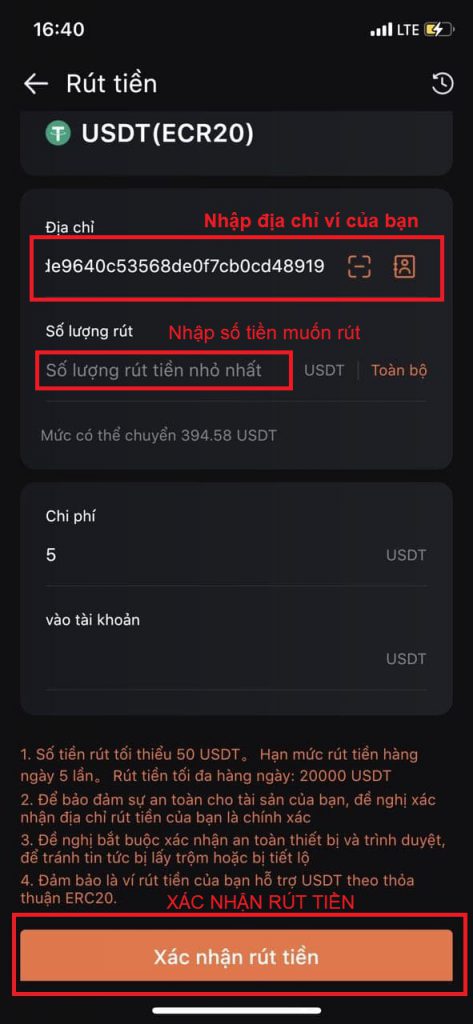 Hướng dẫn rút tiền trên Snapex