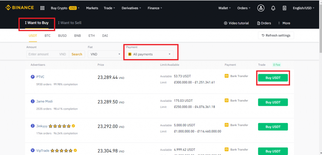 Hướng dẫn mua bán USDT trên sàn giao dịch Binance P2P