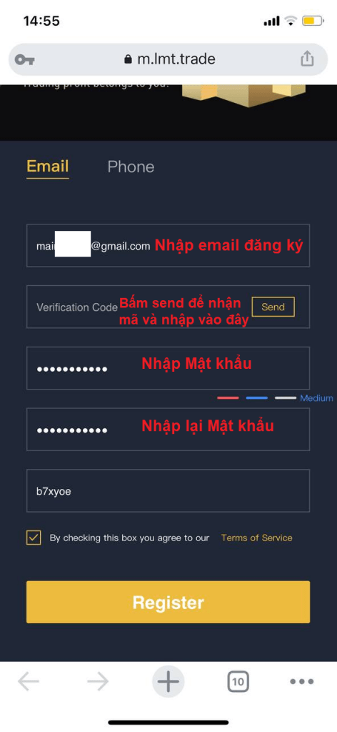 Instructions for registration of LMT account