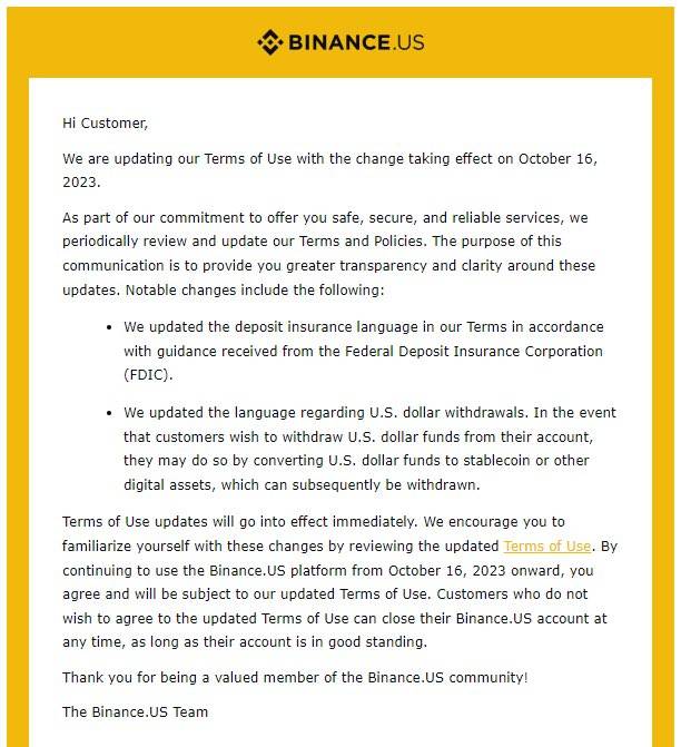 Tài sản của người dùng trên Binance.US không được bảo hiểm bởi FDIC 6 binance1 1
