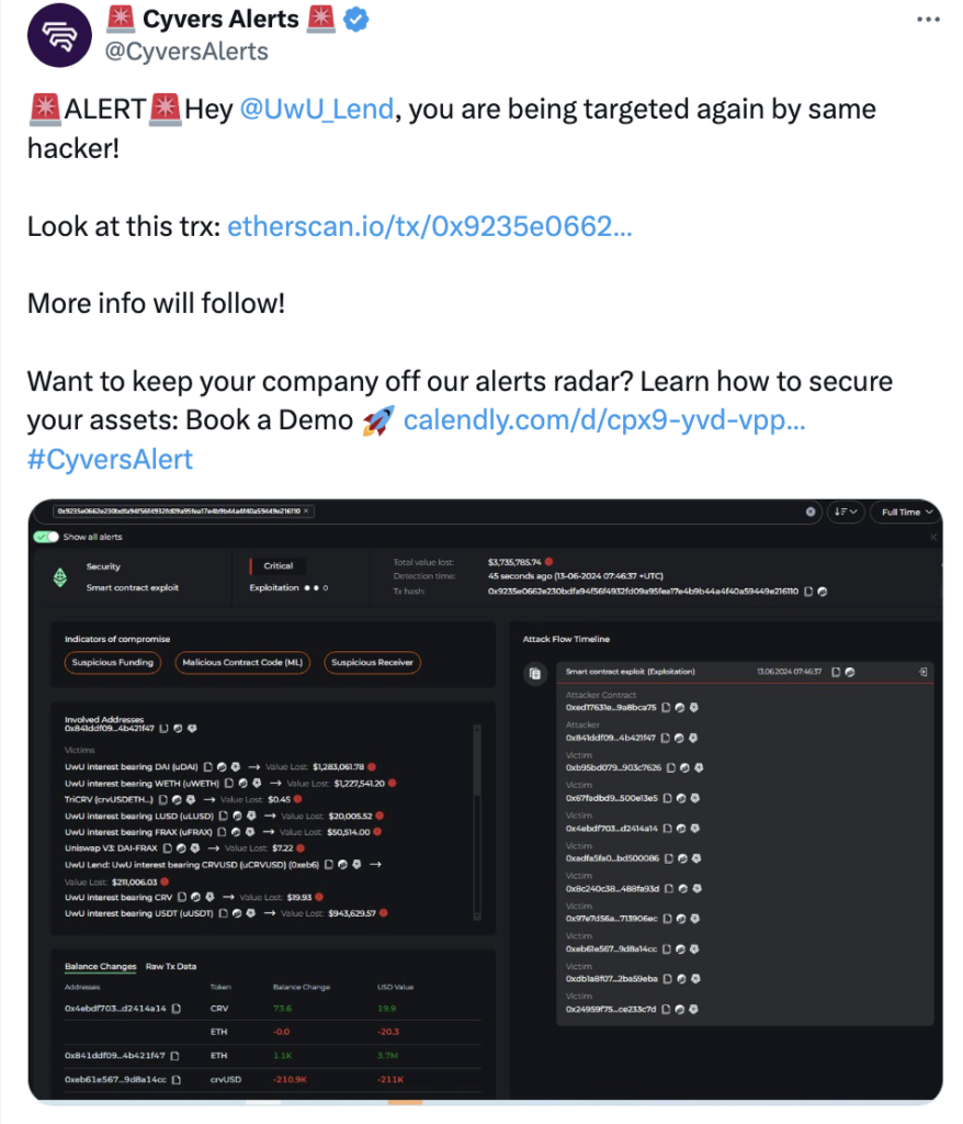 UwU Lend bị tấn công 2 lần trong 1 tuần, thiệt hại 3.72 triệu USD 7 image 77