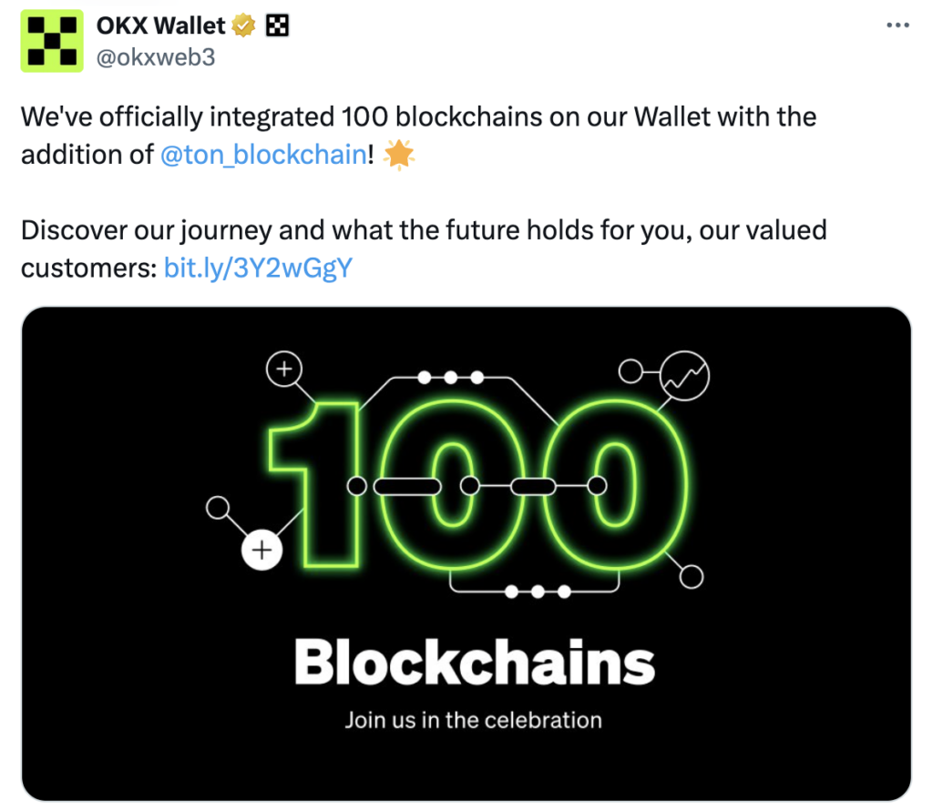 Ví OKX ăn mừng cột mốc tích hợp 100 blockchain sau khi hỗ trợ TON 5 image 77