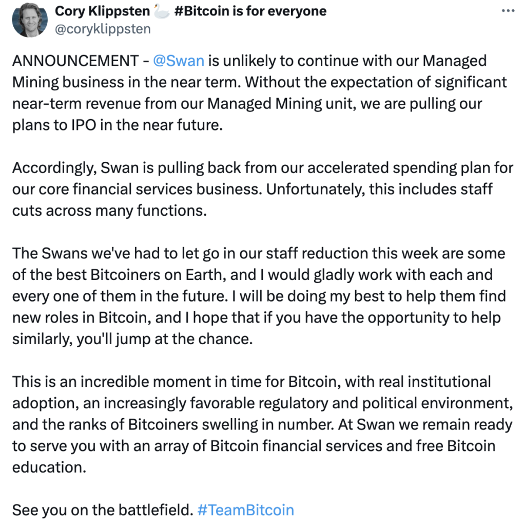 Swan Bitcoin huỷ bỏ IPO và tuyên bố đóng cửa 4 image 94