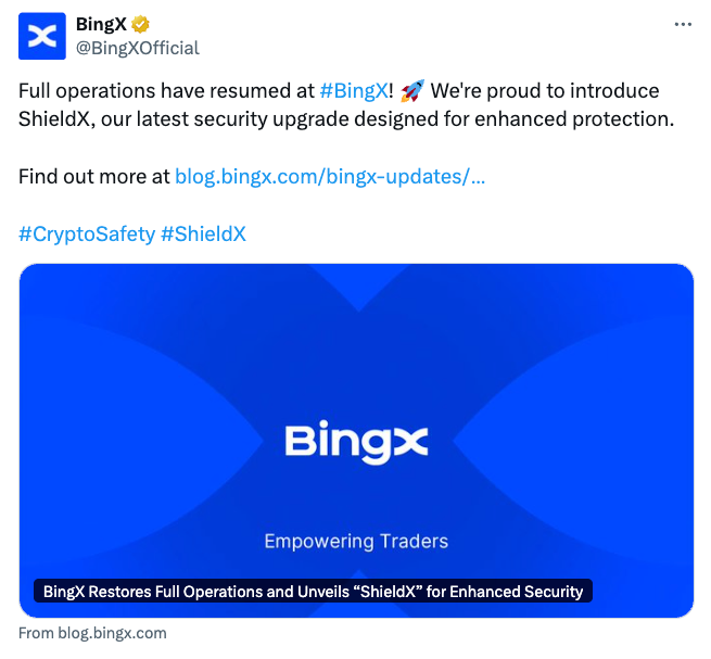 BingX ra mắt tường lửa ví "ShieldX" vài tháng sau vụ hack 52 triệu USD 4 image 98
