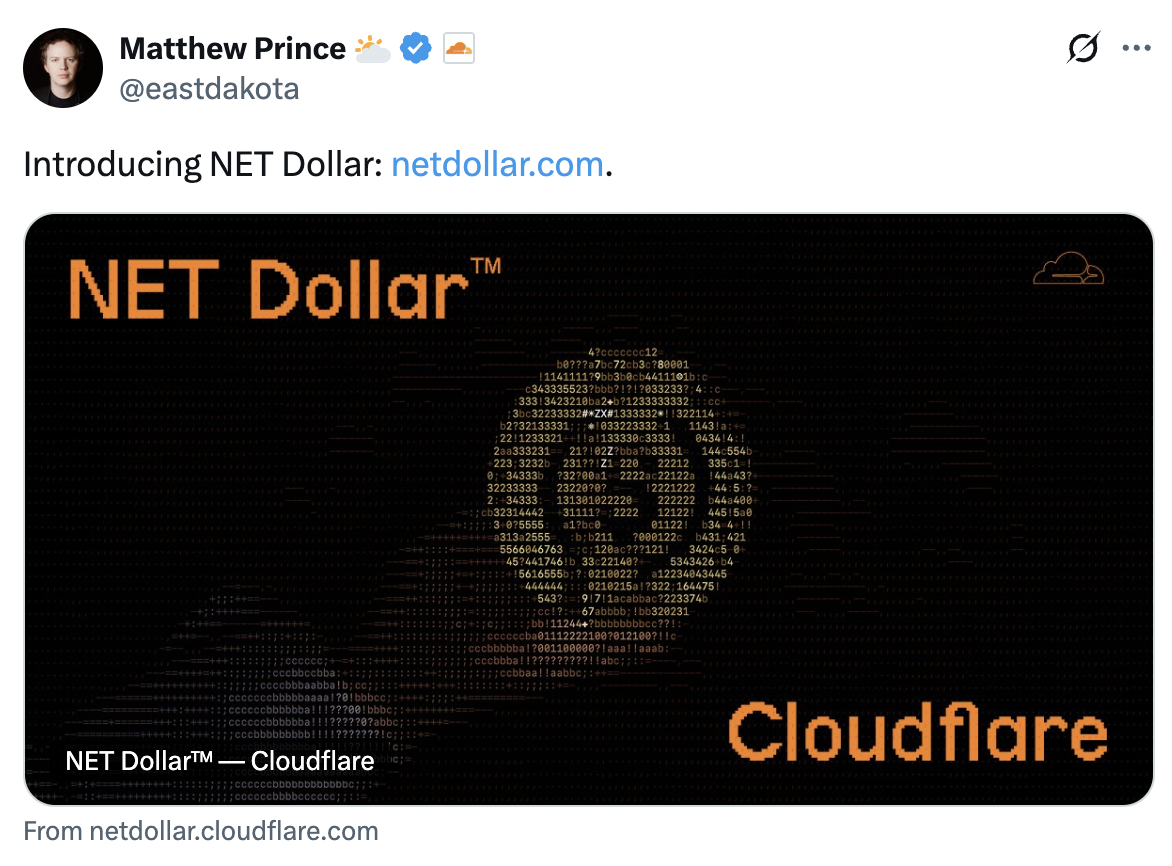 Cloudflare sắp ra mắt stablecoin NET Dollar 4 Screenshot at Sep 25 23 58 12