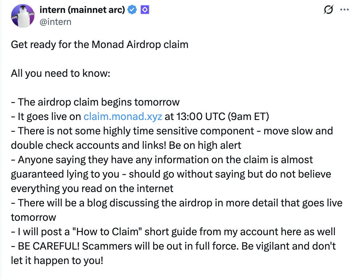 Monad mở claim airdrop MON để chuẩn bị cho mainnet 4 Screenshot at Oct 14 23 43 13